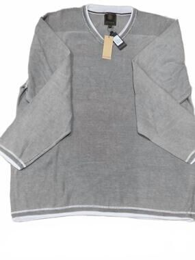 NEW F/X FUSION men's v neck cotton sweater in grey